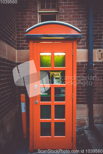 Image of Vintage UK red phone booth