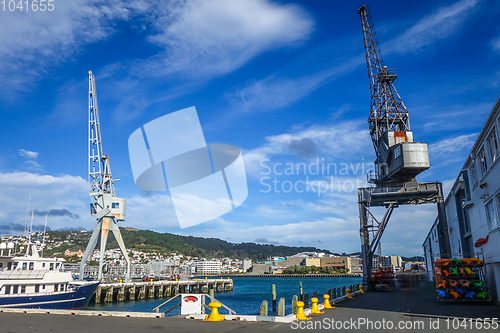 Image of Crane in Wellington harbour docks, New Zealand