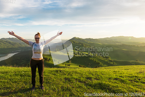 Image of Woman in Altai mountain