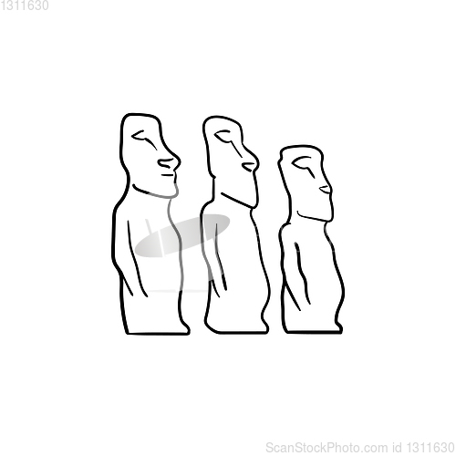 Image of Easter island statues hand drawn outline doodle icon.