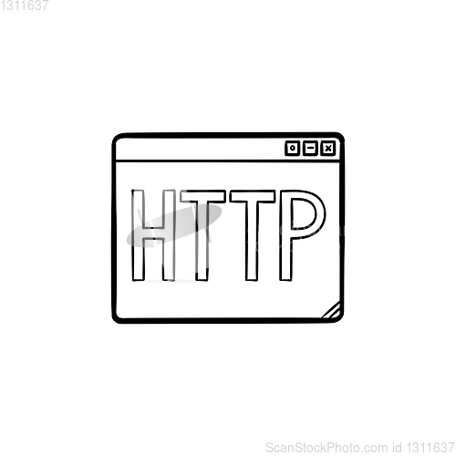 Image of Browser window with http text hand drawn outline doodle icon.