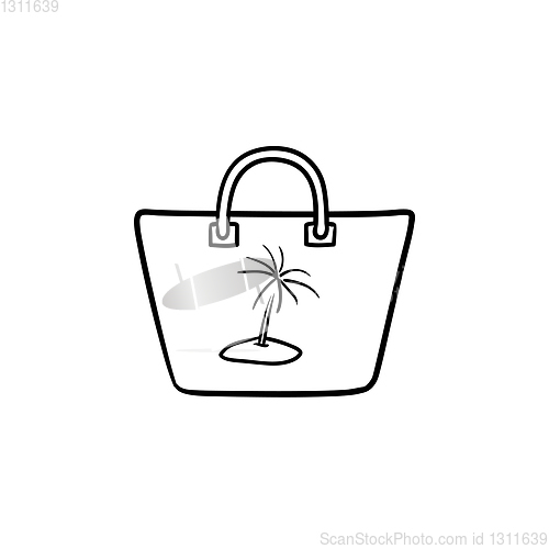 Image of Beach bag hand drawn outline doodle icon.