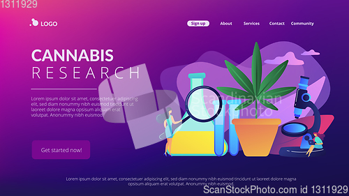 Image of Marihuana products innovation concept landing page.