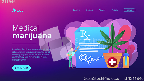 Image of Medical marijuana concept landing page.