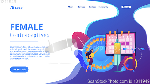 Image of Female contraceptives concept landing page.