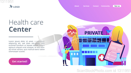 Image of Private healthcare concept landing page.