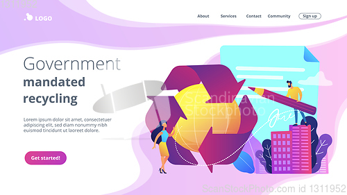 Image of Government mandated recycling concept landing page.