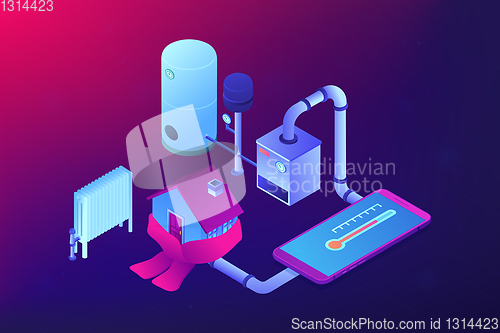Image of Heating system concept vector isometric illustration.