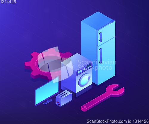 Image of Repair of household appliances concept vector isometric illustration.