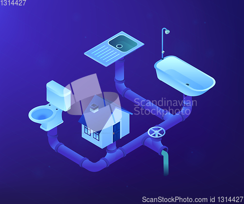 Image of Sewerage system concept vector isometric illustration.
