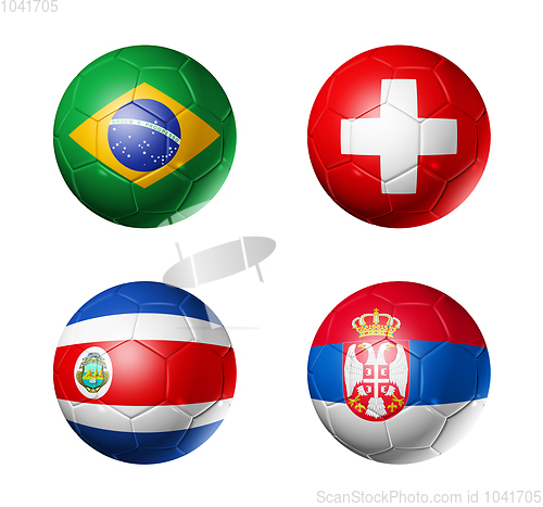 Image of Russia football 2018 group E flags on soccer balls