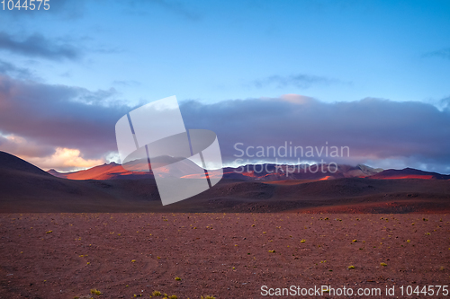 Image of Sunset on altiplano mountains in sud Lipez reserva, Bolivia