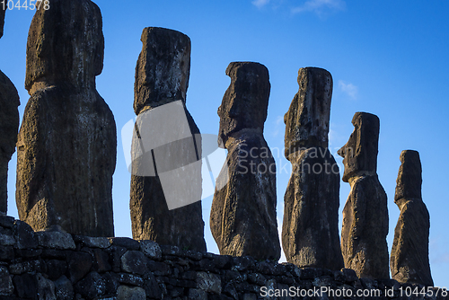 Image of Moais statues, ahu Tongariki, easter island