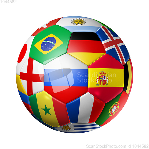Image of Russia 2018. Football soccer ball with team national flags on wh