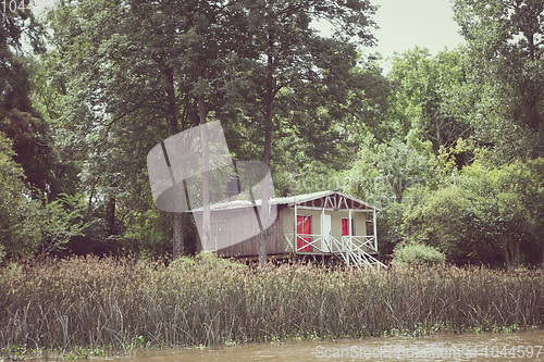 Image of Old shed on the Tigre river Delta. Buenos Aires