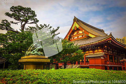 Image of Senso-ji temple Hondo at sunset, Tokyo, Japan