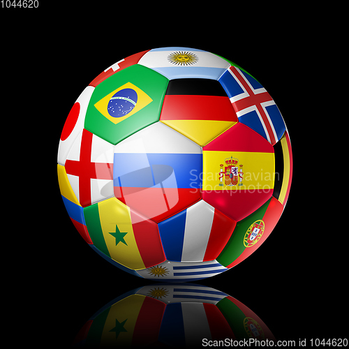 Image of Russia 2018. Football soccer ball with team national flags on bl