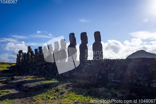 Image of Moais statues, ahu Tongariki, easter island