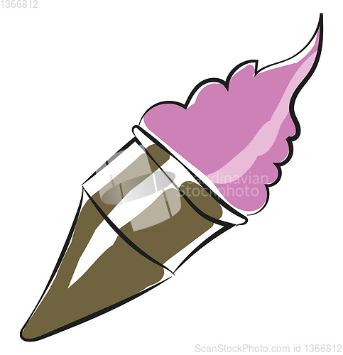 Image of Clipart of a cone ice cream in a purple flavor vector or color i