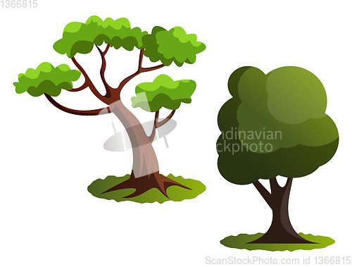 Image of Couple of green trees vector illustration on white background