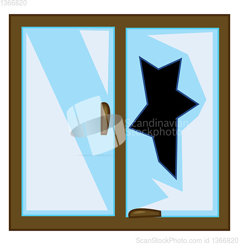 Image of Clipart of a house\'s broken glass window vector color drawing or