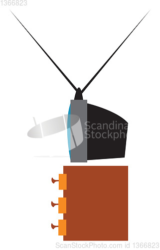 Image of Old TV standing on a dresser vector illustration on white backgr