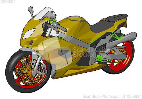 Image of 3D vector illustration on white background of a colorful  motorc