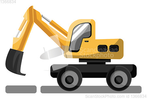 Image of Big yellow cartoon style crane vector illustration on white back