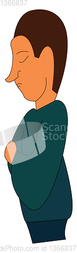 Image of Angry man in a sweater, vector color illustration.