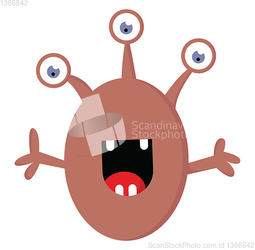 Image of Happy 3 eyed monster with open mouth illustration vector on whit