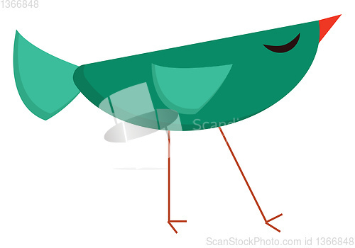 Image of A blue triangular bird with eyes closed vector or color illustra