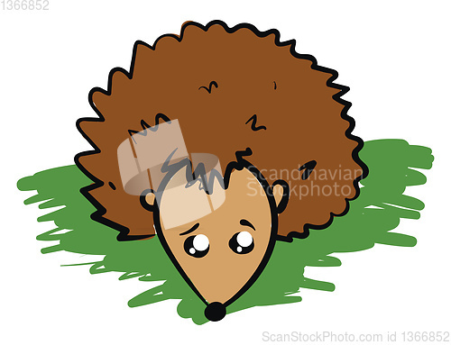 Image of Emoji of a sad brown-colored hedgehog vector or color illustrati