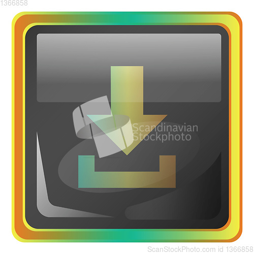 Image of Download grey square vector icon illustration with yellow and gr