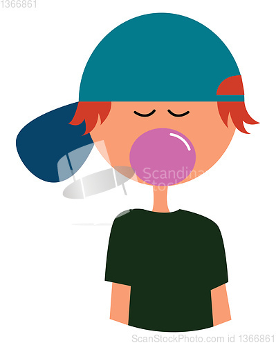 Image of Clipart of a boy blowing a bubble gum vector or color illustrati