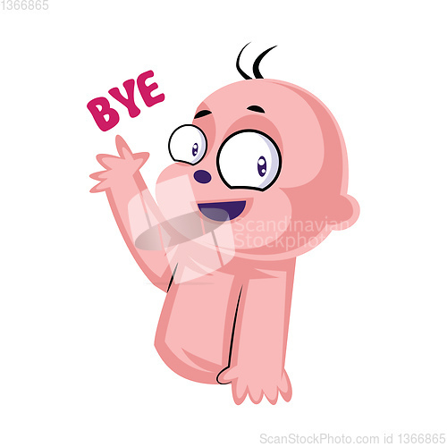 Image of Baby waving and saying Bye vector illustration on a white backgr