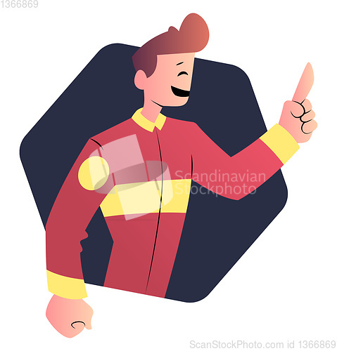 Image of Cartoon man in red uniform vector illustartion on white backgrou