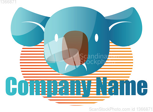 Image of Blue koala on orange straped elipse vector logo design on a whit