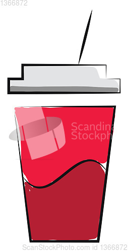 Image of Juice in a disposable plastic red party cup with lid and straw v