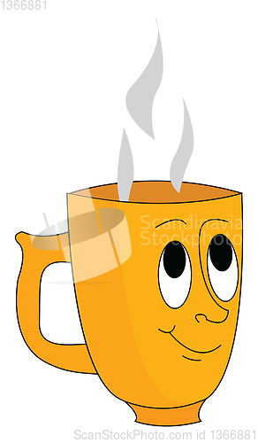 Image of Yellow cup with face and steam coming out from it illustration p