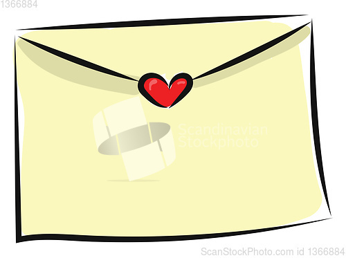 Image of Painting of a letter or envelope sealed with a red heart vector 