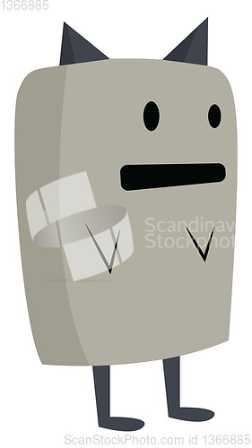 Image of A grey monster with horns looks terrifying vector or color illus