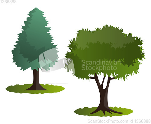 Image of Couple of green trees vector illustration on white background