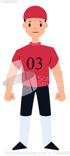 Image of Football player in red and black vector illustration on a white 