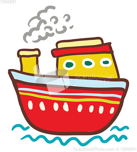 Image of Red and yellow colorful boat vector or color illustration