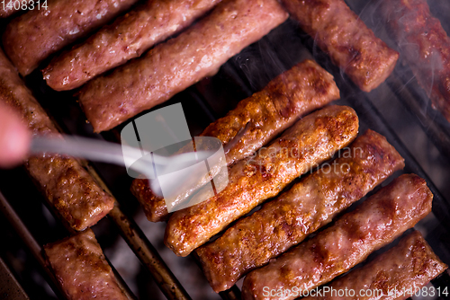 Image of delicious grilled meat on barbecue