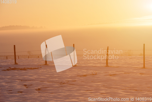 Image of winter landscape during sunset