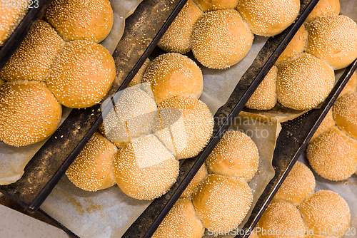 Image of bread bakery food factory production with fresh products