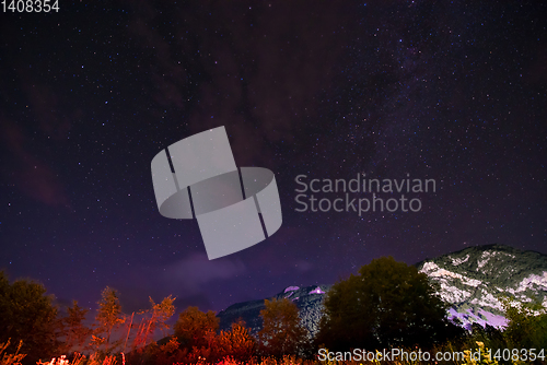 Image of night sky above Mountain