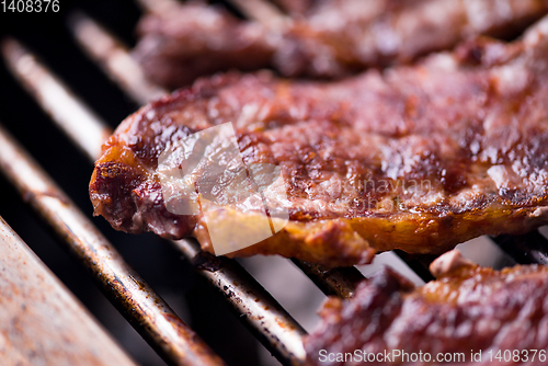 Image of delicious grilled meat on barbecue