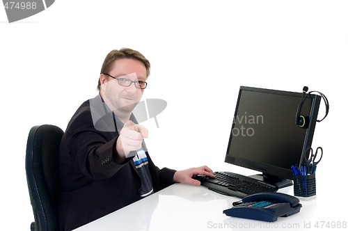 Image of Businessman on desk 